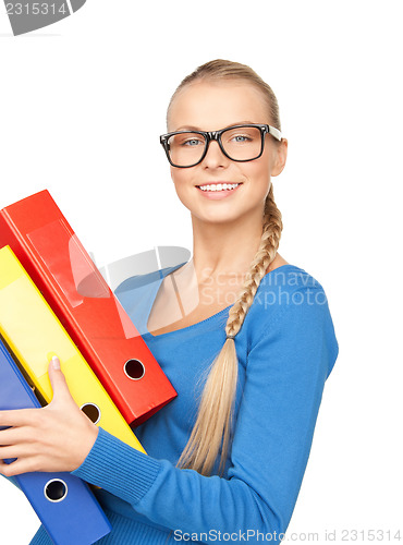 Image of businesswoman with folders