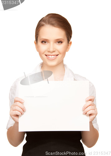 Image of happy teenage girl with blank board