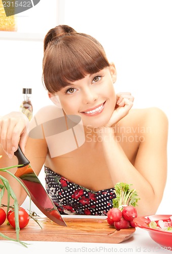 Image of beautiful woman in the kitchen