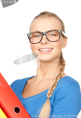 Image of businesswoman with folders