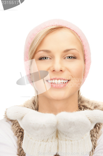 Image of beautiful woman in winter hat