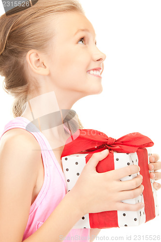 Image of happy girl with gift box