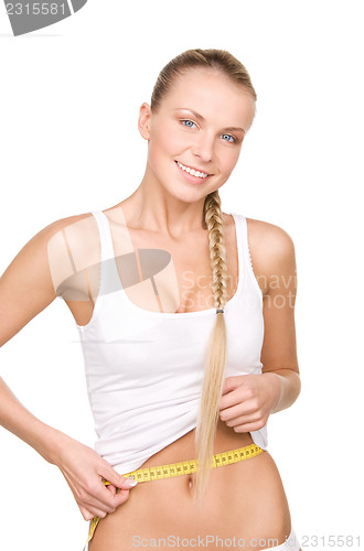 Image of beautiful woman with measure tape