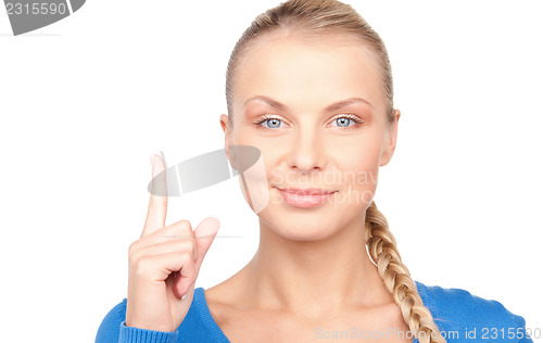 Image of woman with her finger up