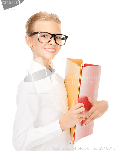 Image of elementary school student with folders