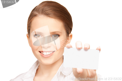 Image of woman with business card