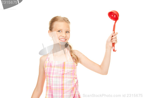 Image of little housewife with red ladle