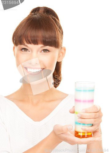 Image of lovely woman with glass of milk