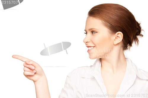 Image of businesswoman pointing her finger