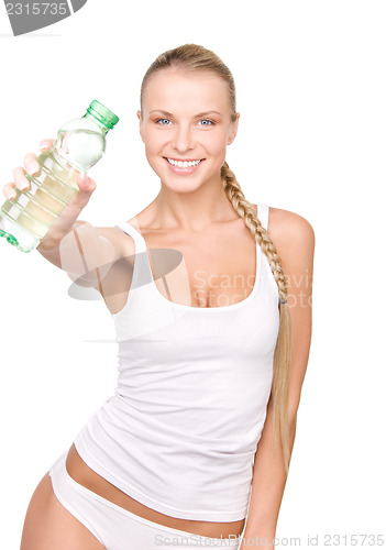 Image of beautiful woman with bottle of water