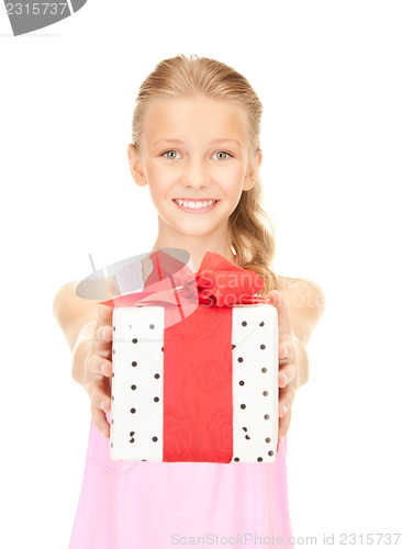 Image of happy girl with gift box