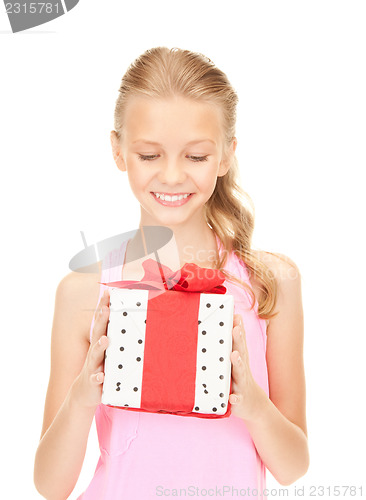 Image of happy girl with gift box