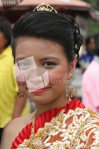 Image of Thai girl in traditional dress during in a parade, Phuket, Thail