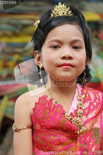 Image of Thai girl in traditional dress during in a parade, Phuket, Thail