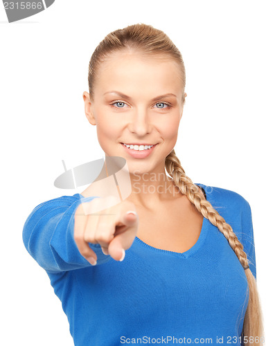 Image of businesswoman pointing her finger