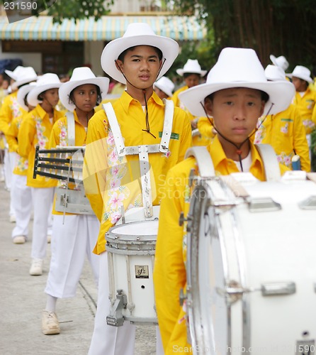 Image of Marching band members during in a parade, Phuket, Thailand - EDI