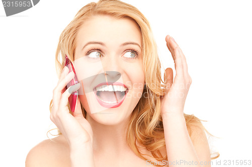 Image of happy woman with cell phone