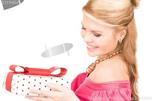 Image of happy girl with gift box