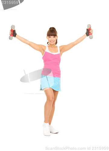 Image of fitness instructor with dumbbells
