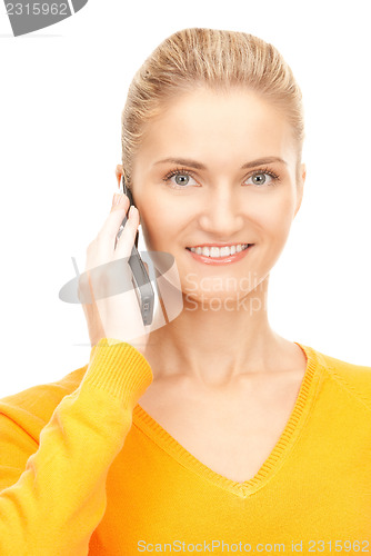 Image of happy woman with cell phone