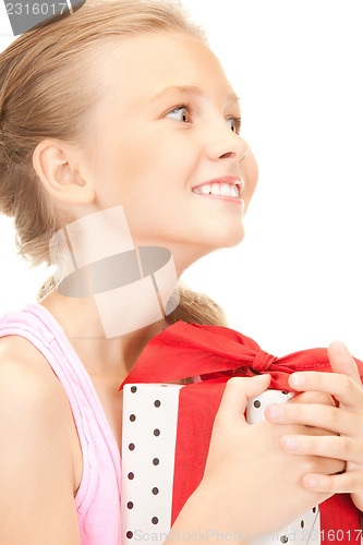 Image of happy girl with gift box