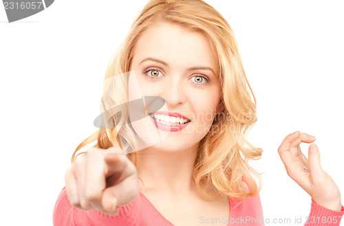 Image of businesswoman pointing her finger