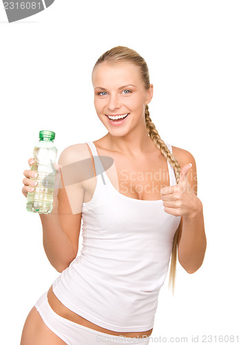 Image of beautiful woman with bottle of water