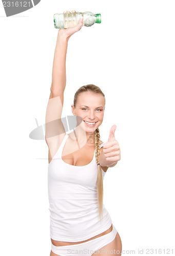 Image of beautiful woman with bottle of water