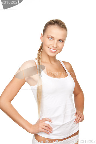 Image of lovely woman in white cotton underwear