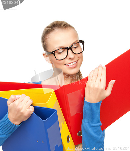 Image of businesswoman with folders