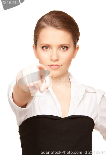 Image of businesswoman pointing her finger