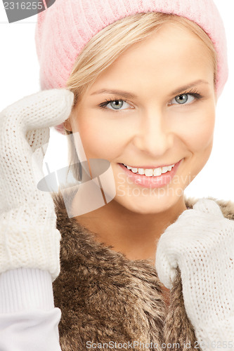 Image of beautiful woman in winter hat