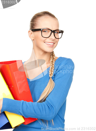 Image of businesswoman with folders