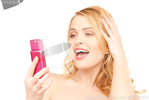 Image of happy woman with cell phone