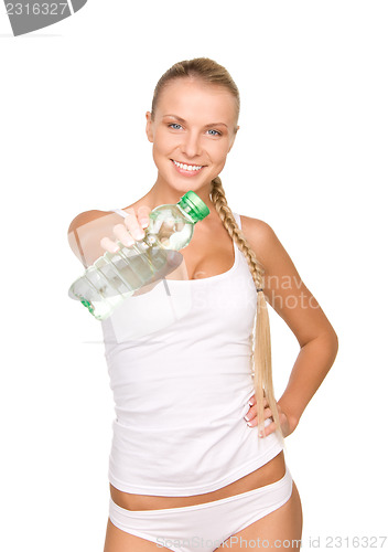 Image of beautiful woman with bottle of water