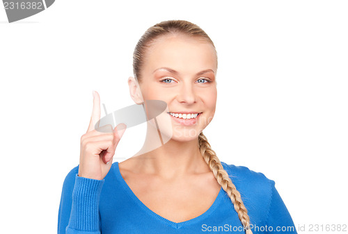 Image of woman with her finger up
