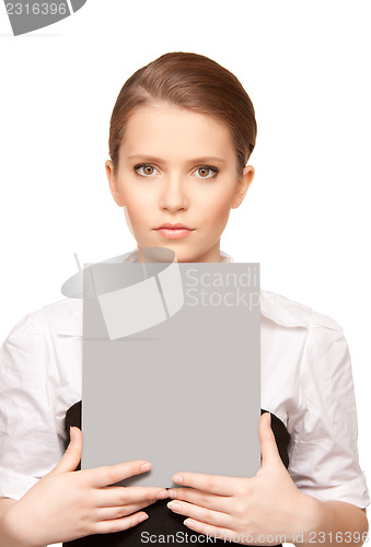 Image of woman with blank board