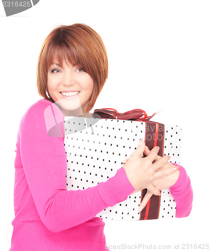 Image of happy woman with gift box