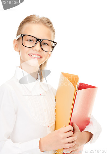 Image of elementary school student with folders