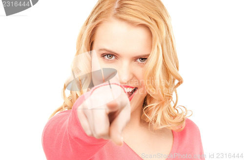 Image of businesswoman pointing her finger