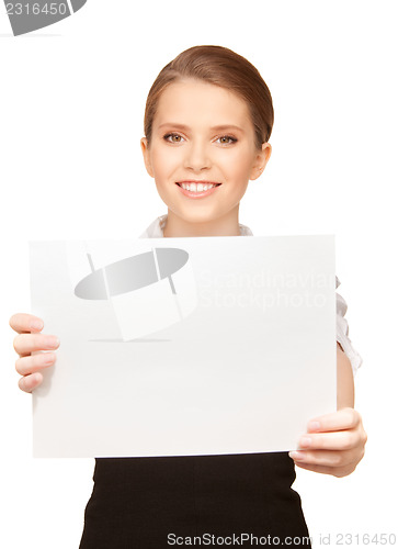 Image of happy teenage girl with blank board