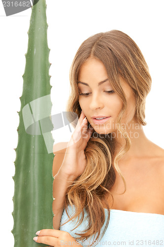 Image of lovely woman with aloe vera