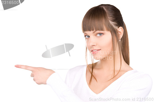Image of businesswoman pointing her finger
