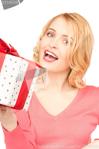 Image of happy woman with gift box