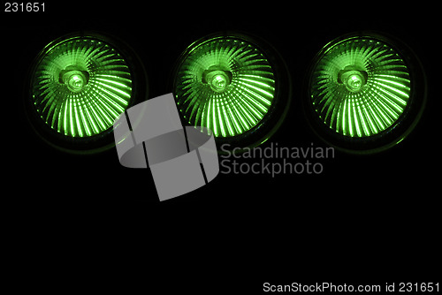 Image of Halogen spotlights in green color