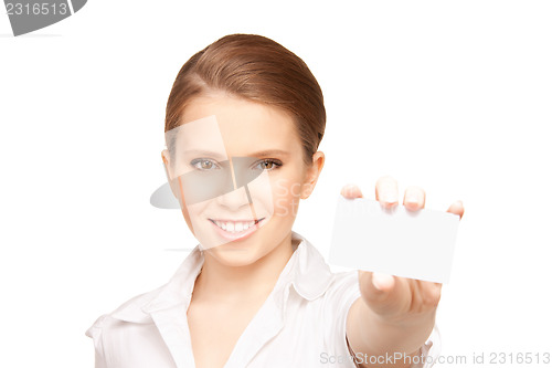 Image of woman with business card