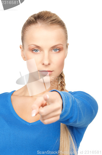 Image of businesswoman pointing her finger