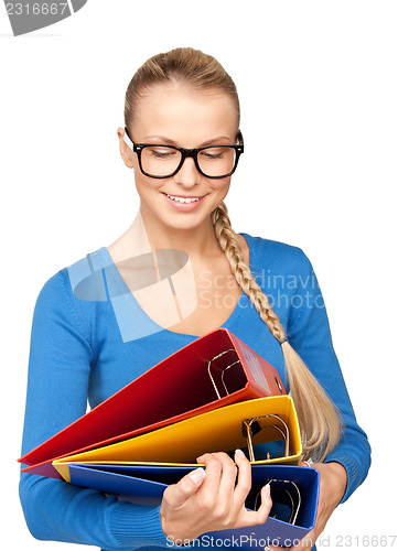 Image of businesswoman with folders