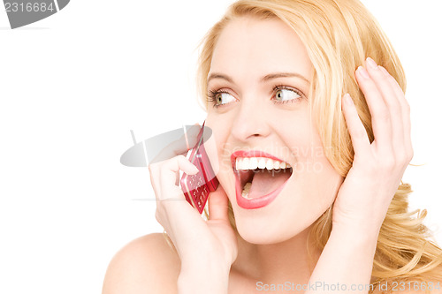 Image of happy woman with cell phone