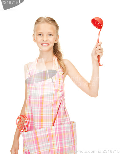 Image of little housewife with red ladle